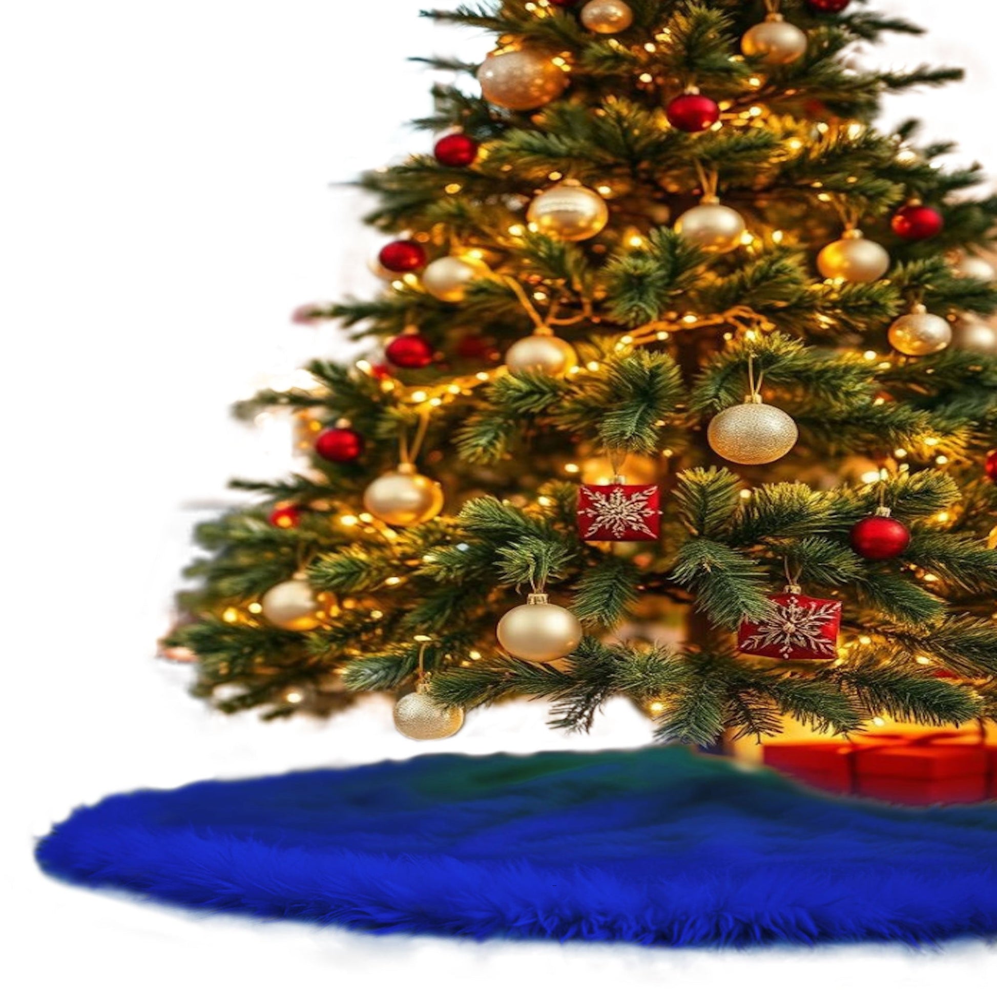 Premium Faux Fur Christmas Tree Skirt - 36 Inch | Luxurious Holiday Decorations - Prismatic Fiber Arts