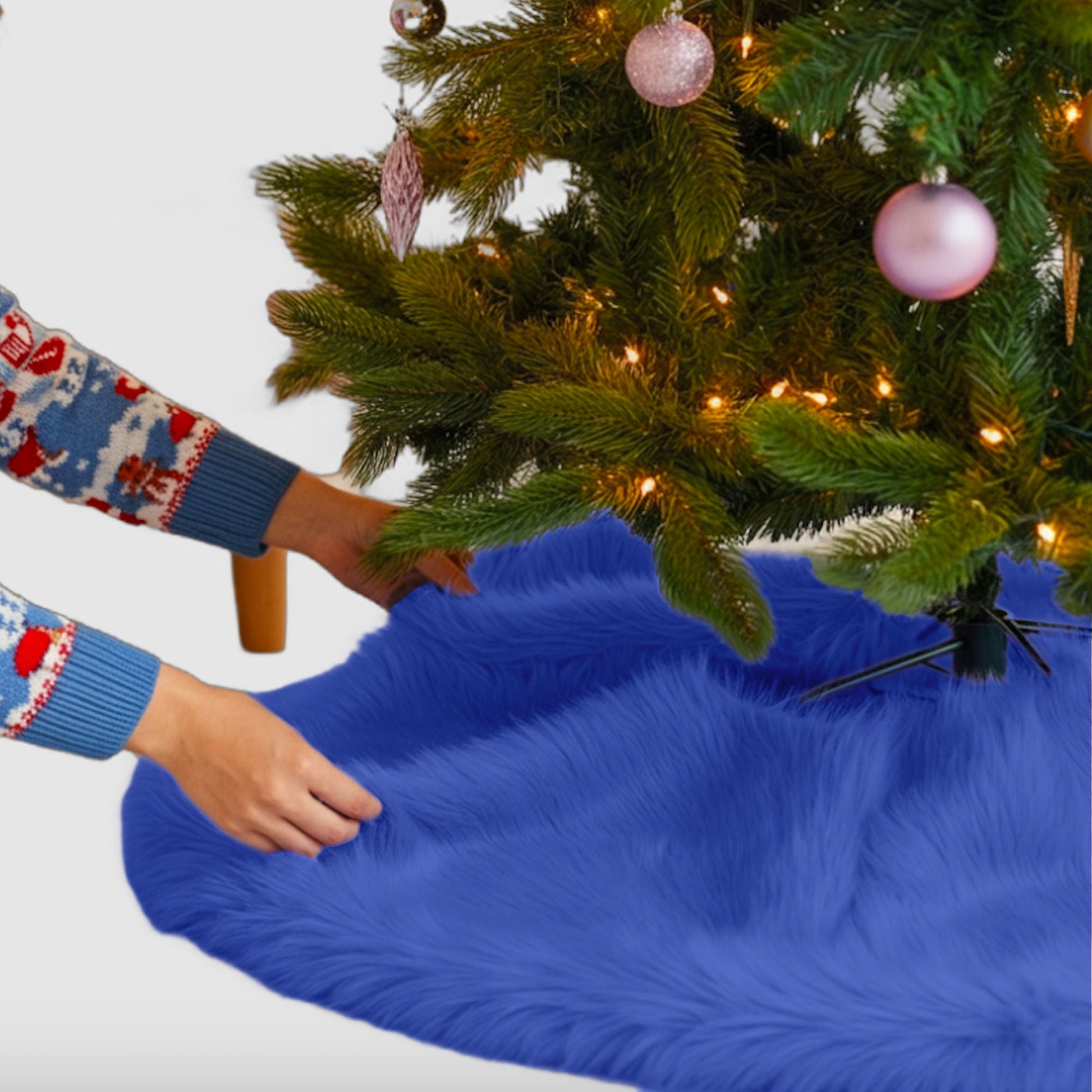 Premium Faux Fur Christmas Tree Skirt - 36 Inch | Luxurious Holiday Decorations - Prismatic Fiber Arts