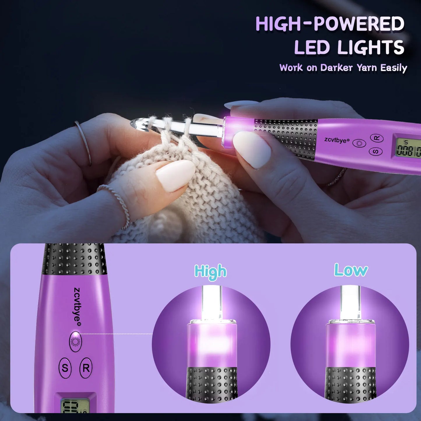 24pcs Crochet Hook Set with Counter LED Light & Stitch Ergonomic knitting needle Sewing Tools Set DIY Weaving Sweater Tool - Prismatic Fiber Arts
