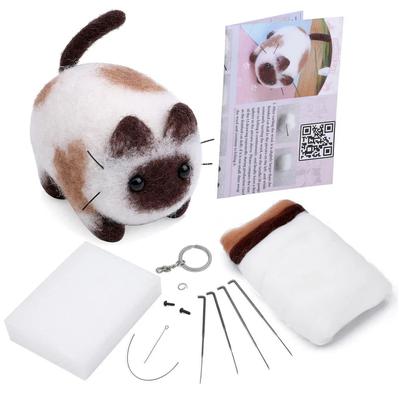 Animals DIY Needle Felting Set with Foam Mat for Handcraft Project Beginners Needle Felting Supplies Kits with Tools - Prismatic Fiber Arts