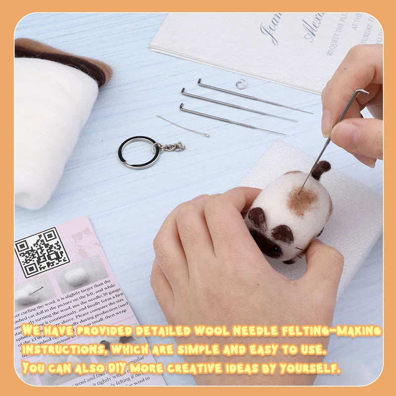 Animals DIY Needle Felting Set with Foam Mat for Handcraft Project Beginners Needle Felting Supplies Kits with Tools - Prismatic Fiber Arts