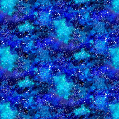 Blue Starry Galaxy Cotton 44"/45" Fabric Per Yard - Prismatic Fiber Arts