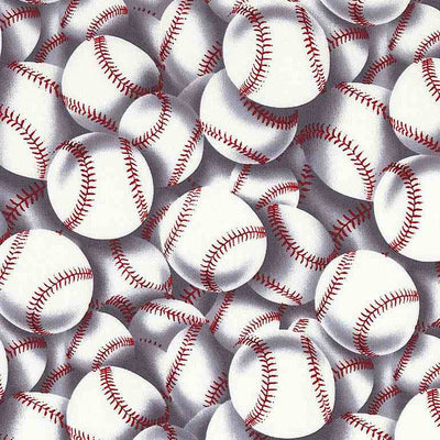 White Packed Baseballs Fitness Fanatic 44"/45" Fabric Per Yard - Prismatic Fiber Arts