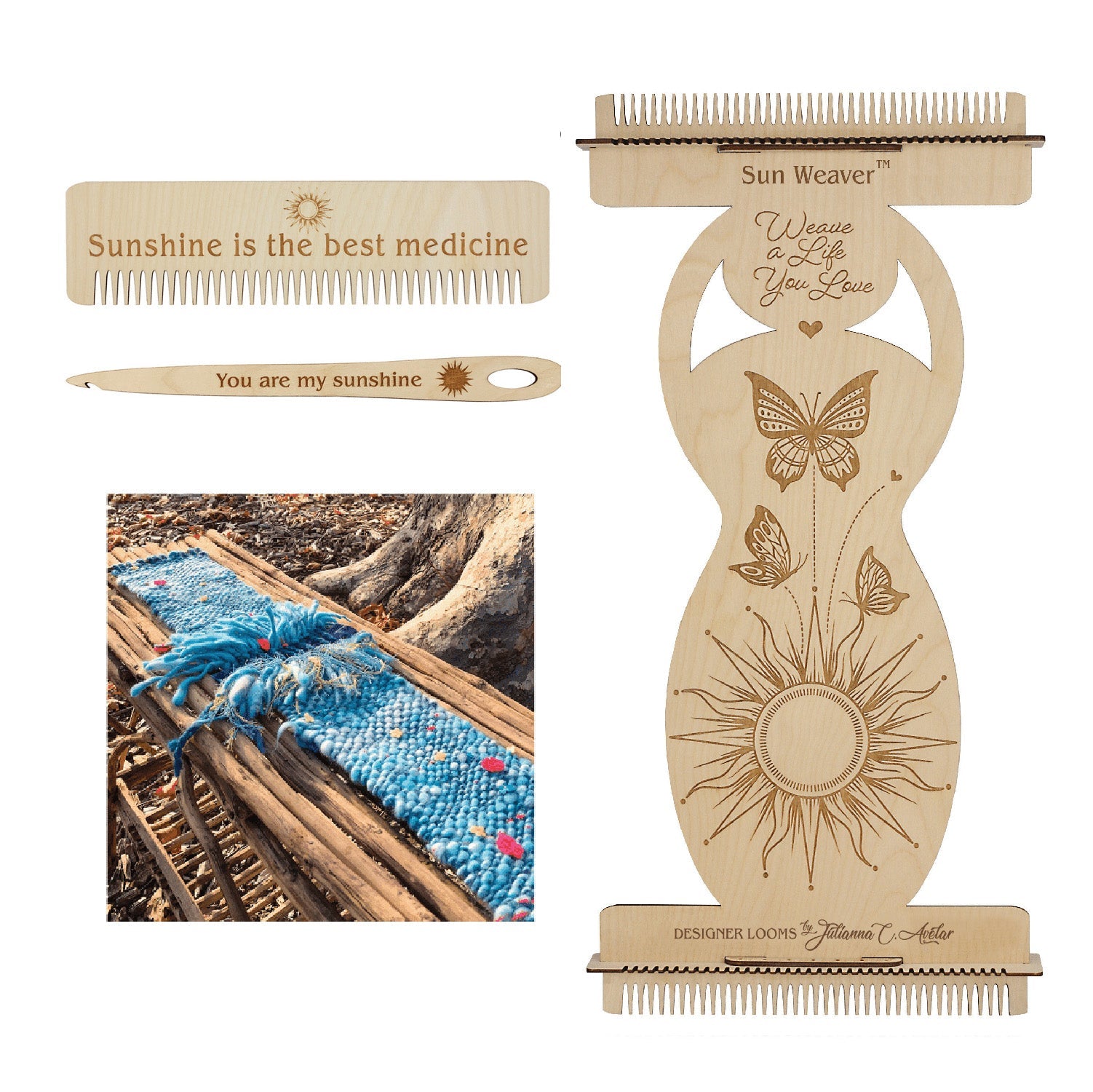 Jewel Loom Upright Wood Bead Loom Weaving Loom Large Sun Weaver Kit 8" Wide by 17 Long - Prismatic Fiber Arts