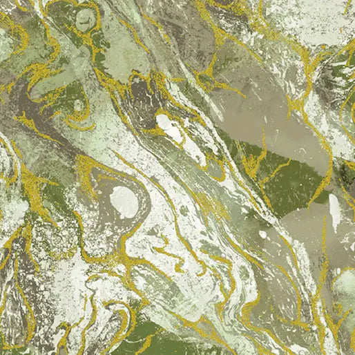 Sage Marbled Earth Cotton 44”/45" Fabric Per Yard - Prismatic Fiber Arts
