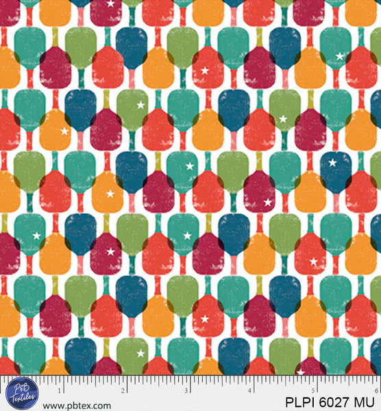 Scattered Racket Peace, Love, Pickleball Cotton 44”/45” Fabric Per Yard - Prismatic Fiber Arts