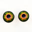 Sensational Green and Orange Creature Sew-On Button Glass Eyes - Prismatic Fiber Arts