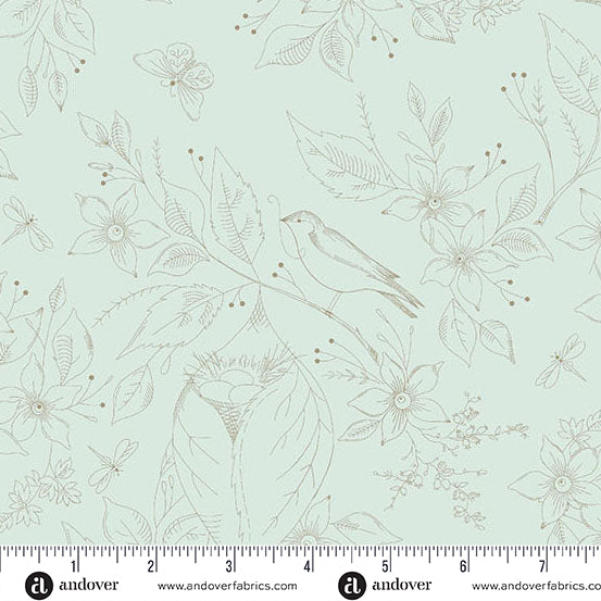 Sewing Bird Frost Cotton Wideback Fabric per yard - Prismatic Fiber Arts