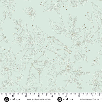 Sewing Bird Frost Cotton Wideback Fabric per yard - Prismatic Fiber Arts