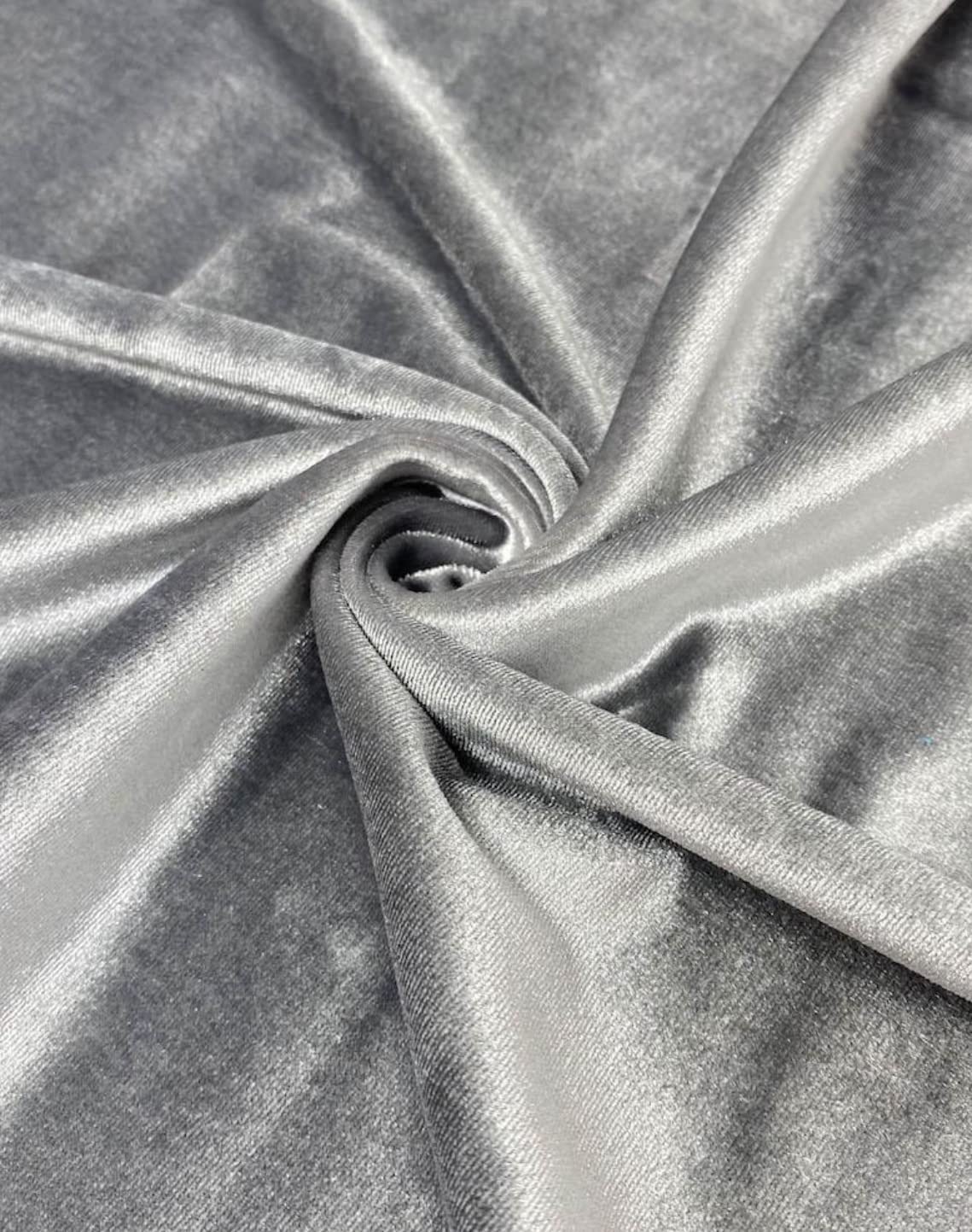 FabricLA Stretch Velvet Fabric by the Yard – Silver Grey | 90% Polyester 10% Spandex | 280gsm | 58/60” Wide - Prismatic Fiber Arts