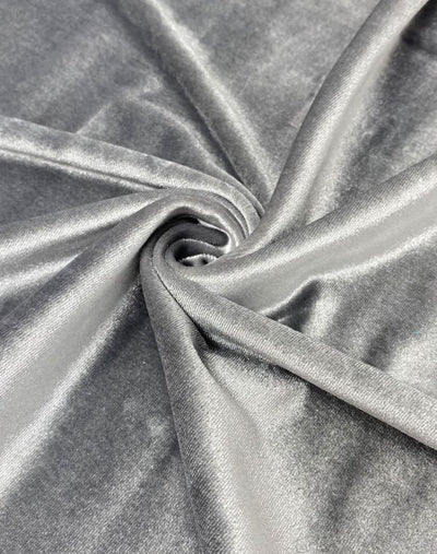 FabricLA Stretch Velvet Fabric by the Yard – Silver Grey | 90% Polyester 10% Spandex | 280gsm | 58/60” Wide - Prismatic Fiber Arts