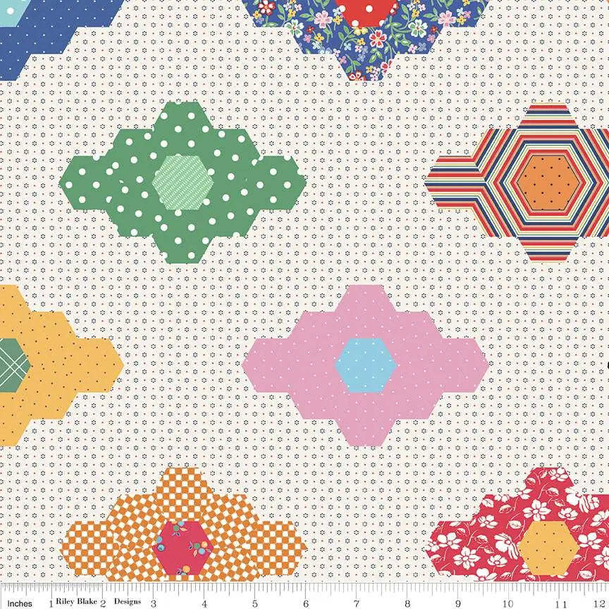 Simple Pleasures Diamond Ivory Cotton Wideback Fabric per yard - Prismatic Fiber Arts