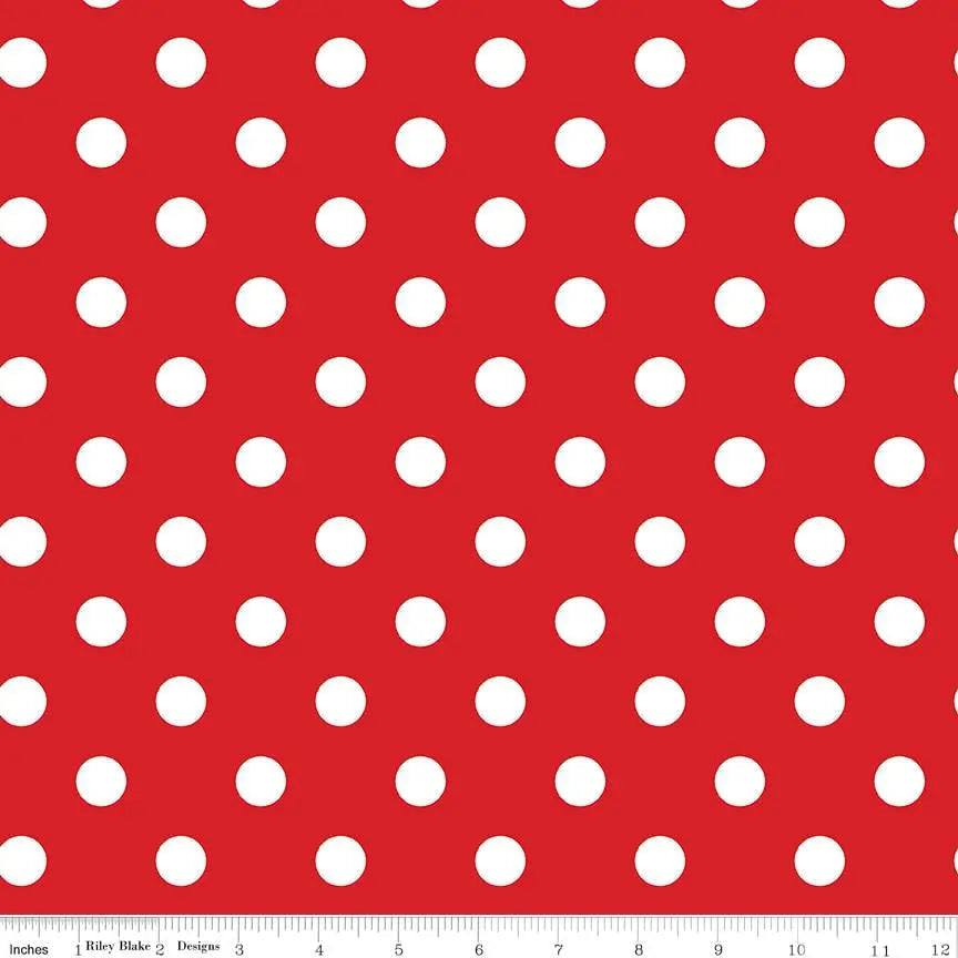 Simple Pleasures Polka Dots Red Cotton Wideback Fabric per yard - Prismatic Fiber Arts