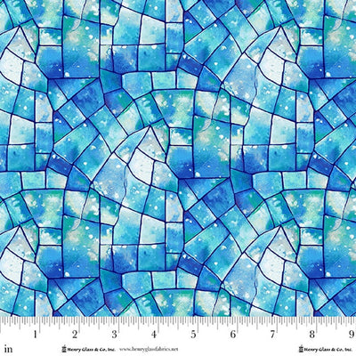 Sky Blue Kaleidoscope Stained Glass Cotton Wideback Fabric Per Yard - Prismatic Fiber Arts