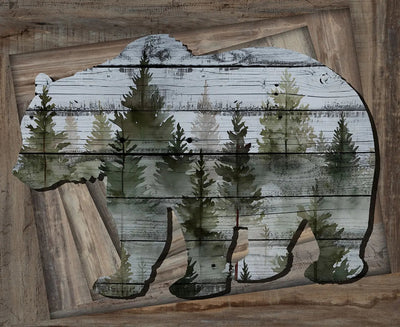 Slate Bear Panel Out of the Woodwork Cotton 44"/45" Fabric Per Yard - Prismatic Fiber Arts