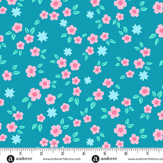 Slate Blue Starry Blooms Color Pop Playground Cotton 44"/45" Fabric Per Yard - Prismatic Fiber Arts