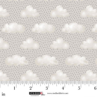 Sleepy Teddy Gray/Multi Raindrops Cotton 44"/45" Fabric Per Yard - Prismatic Fiber Arts