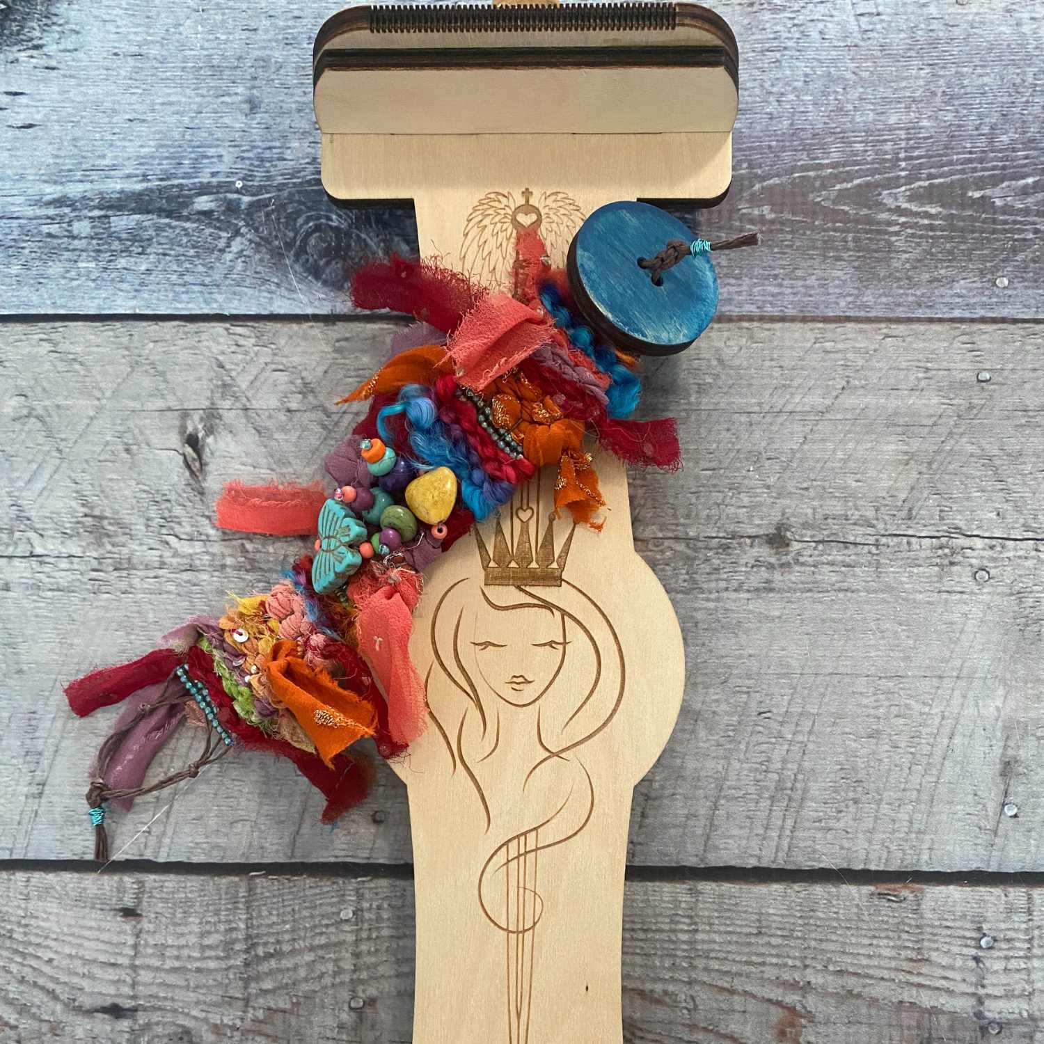 Jewel Loom Wood Upright Bead Loom Small Wisdom Warrior 3 x 12 - Prismatic Fiber Arts