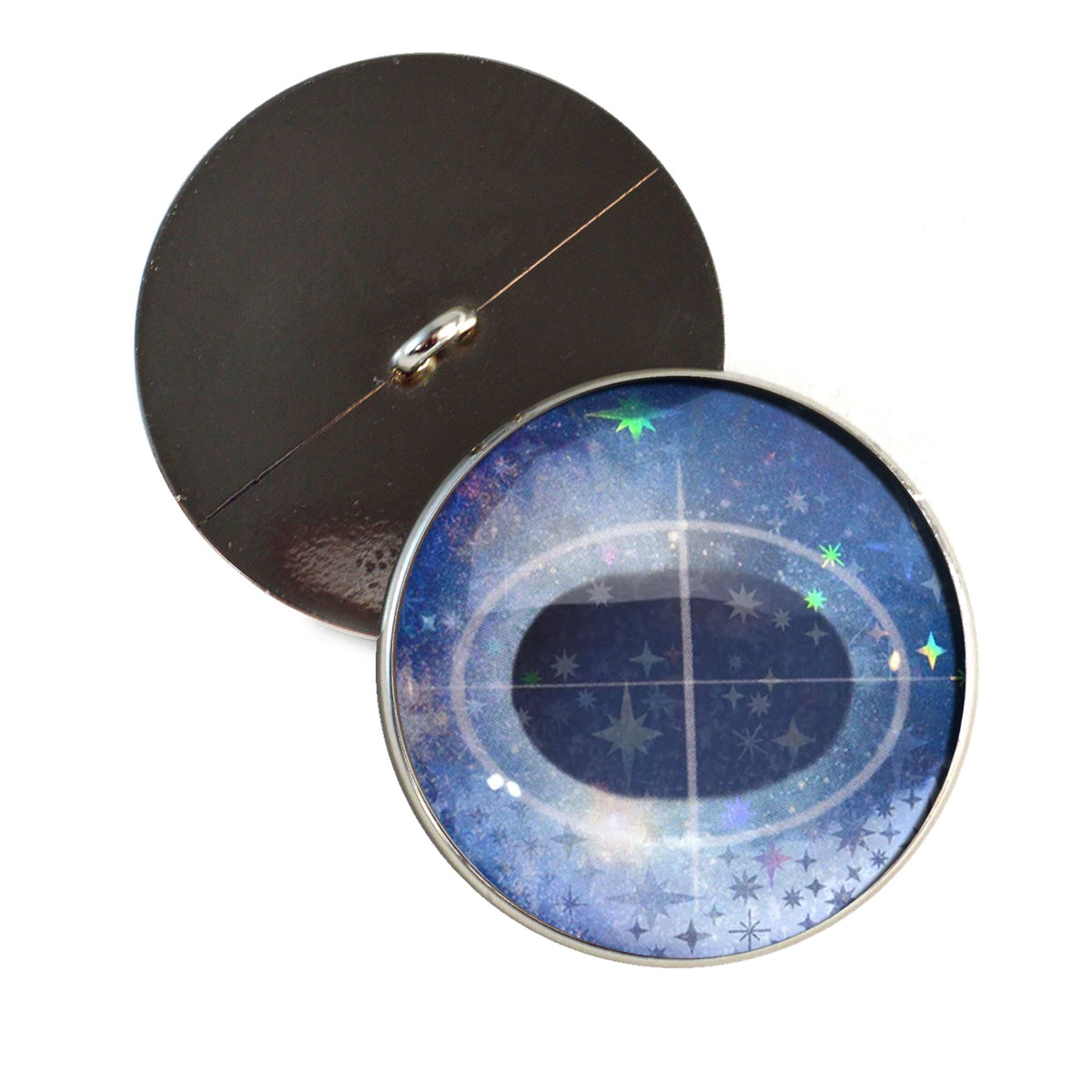 Sparkling Blue Iridescent Unicorn Sew-On Button Glass Eyes - Prismatic Fiber Arts