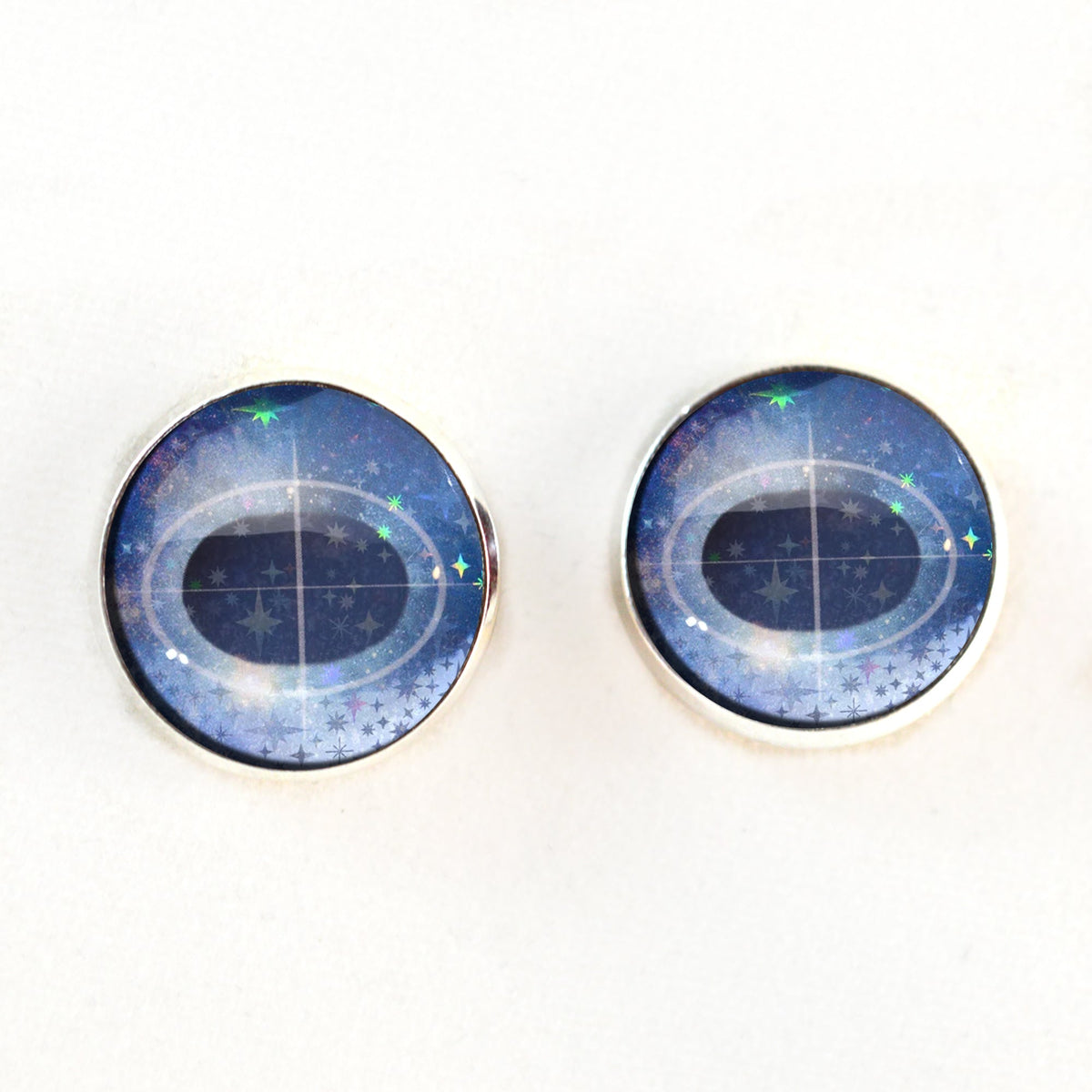 Sparkling Blue Iridescent Unicorn Sew-On Button Glass Eyes - Prismatic Fiber Arts