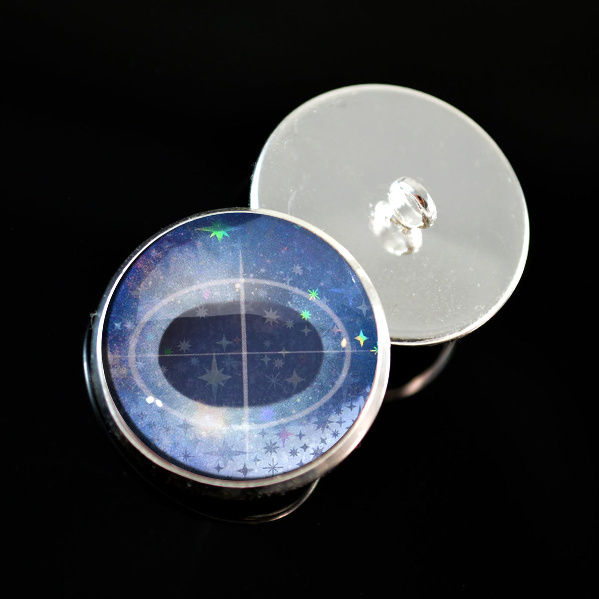 Sparkling Blue Iridescent Unicorn Sew-On Button Glass Eyes - Prismatic Fiber Arts