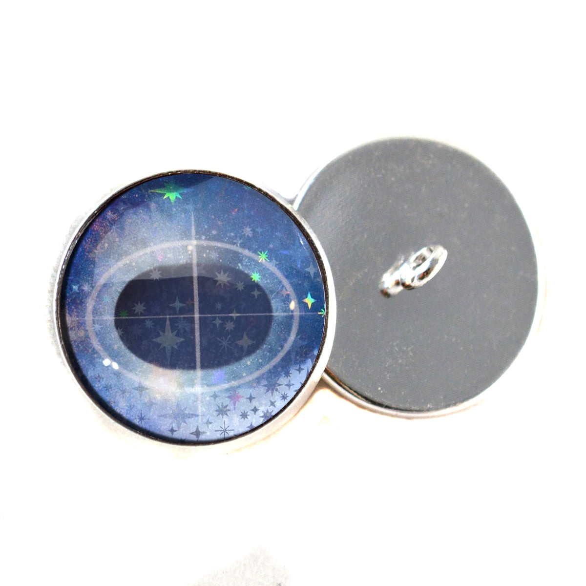 Sparkling Blue Iridescent Unicorn Sew-On Button Glass Eyes - Prismatic Fiber Arts