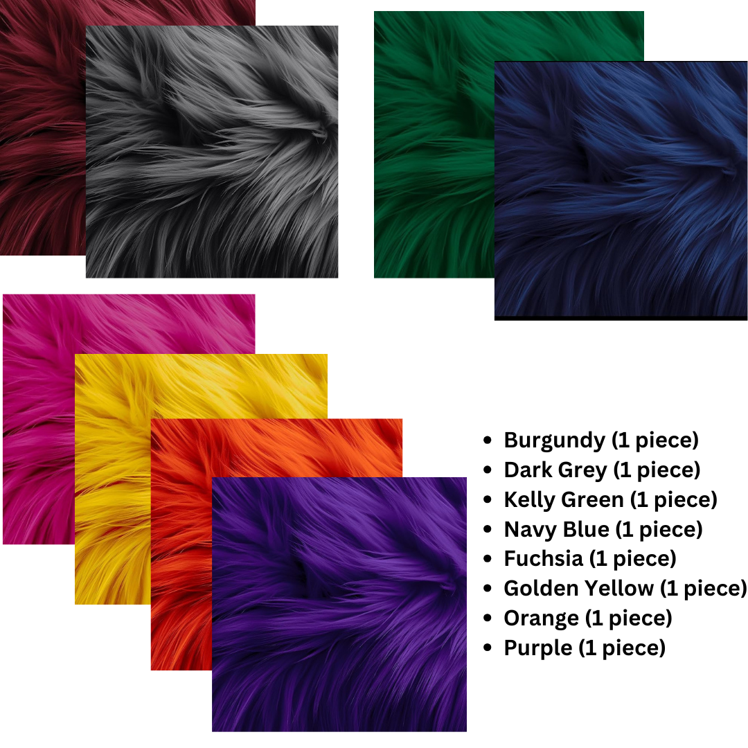FabricLA 10x10 Faux Fur Squares - 8-Pack DIY Shaggy Patches - Prismatic Fiber Arts