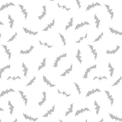 Spooky Spectacle - Bat Toss White on White Cotton 44"/45" Fabric Per Yard - Prismatic Fiber Arts