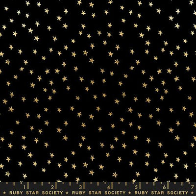 Starry Mini Starry Black Gold Cotton 43"/44" Fabric Per Yard - Prismatic Fiber Arts