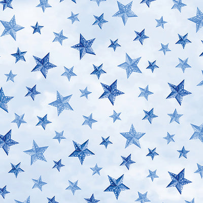 Stars of Liberty Light Blue Cotton 44"/45" Fabric Per Yard - Prismatic Fiber Arts