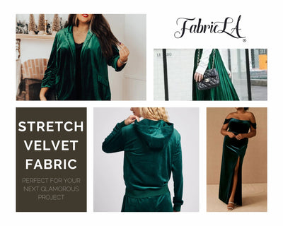 FabricLA Stretch Velvet Fabric by the Yard – Hunter Green | 90% Polyester 10% Spandex | 280gsm | 58/60” Wide - Prismatic Fiber Arts