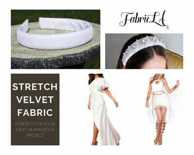 FabricLA Stretch Velvet Fabric by the Yard – White | 90% Polyester 10% Spandex | 280gsm | 58/60” Wide - Prismatic Fiber Arts