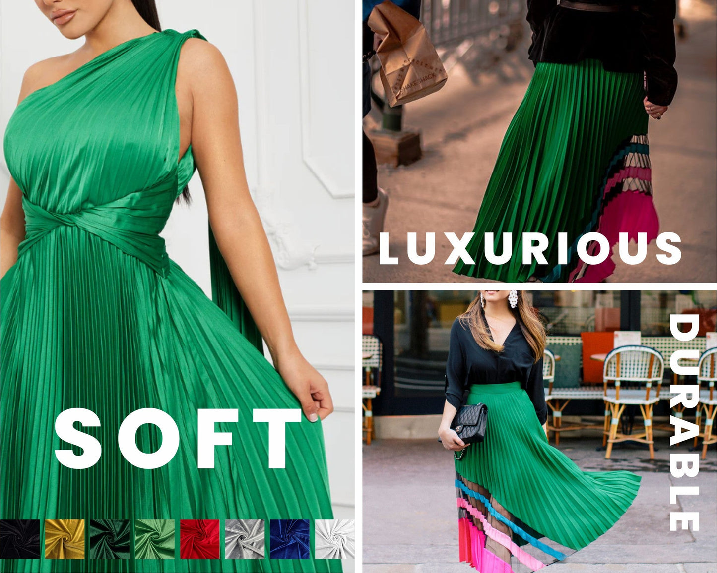 FabricLA Stretch Velvet Fabric by the Yard – Kelly Green | 90% Polyester 10% Spandex | 280gsm | 58/60” Wide - Prismatic Fiber Arts