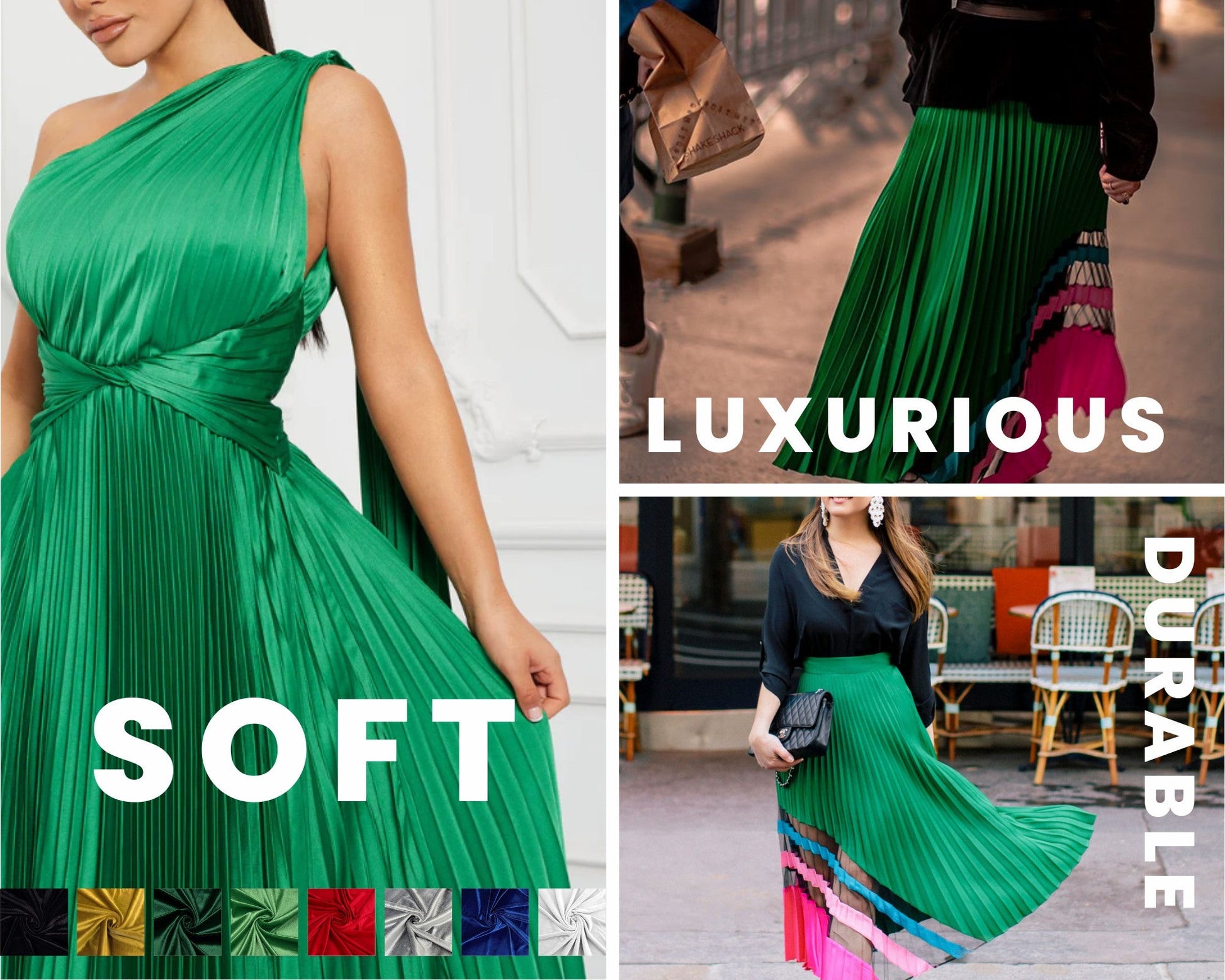 FabricLA Stretch Velvet Fabric by the Yard – Kelly Green | 90% Polyester 10% Spandex | 280gsm | 58/60” Wide - Prismatic Fiber Arts