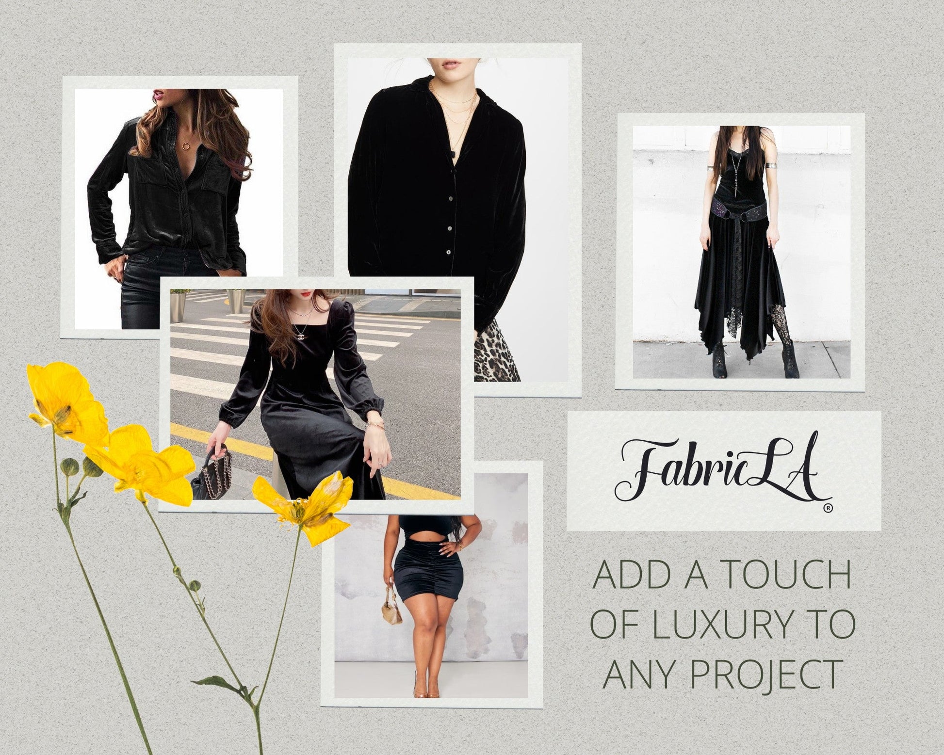 FabricLA Stretch Velvet Fabric by the Yard – Black | 90% Polyester 10% Spandex | 280gsm | 58/60” Wide - Prismatic Fiber Arts