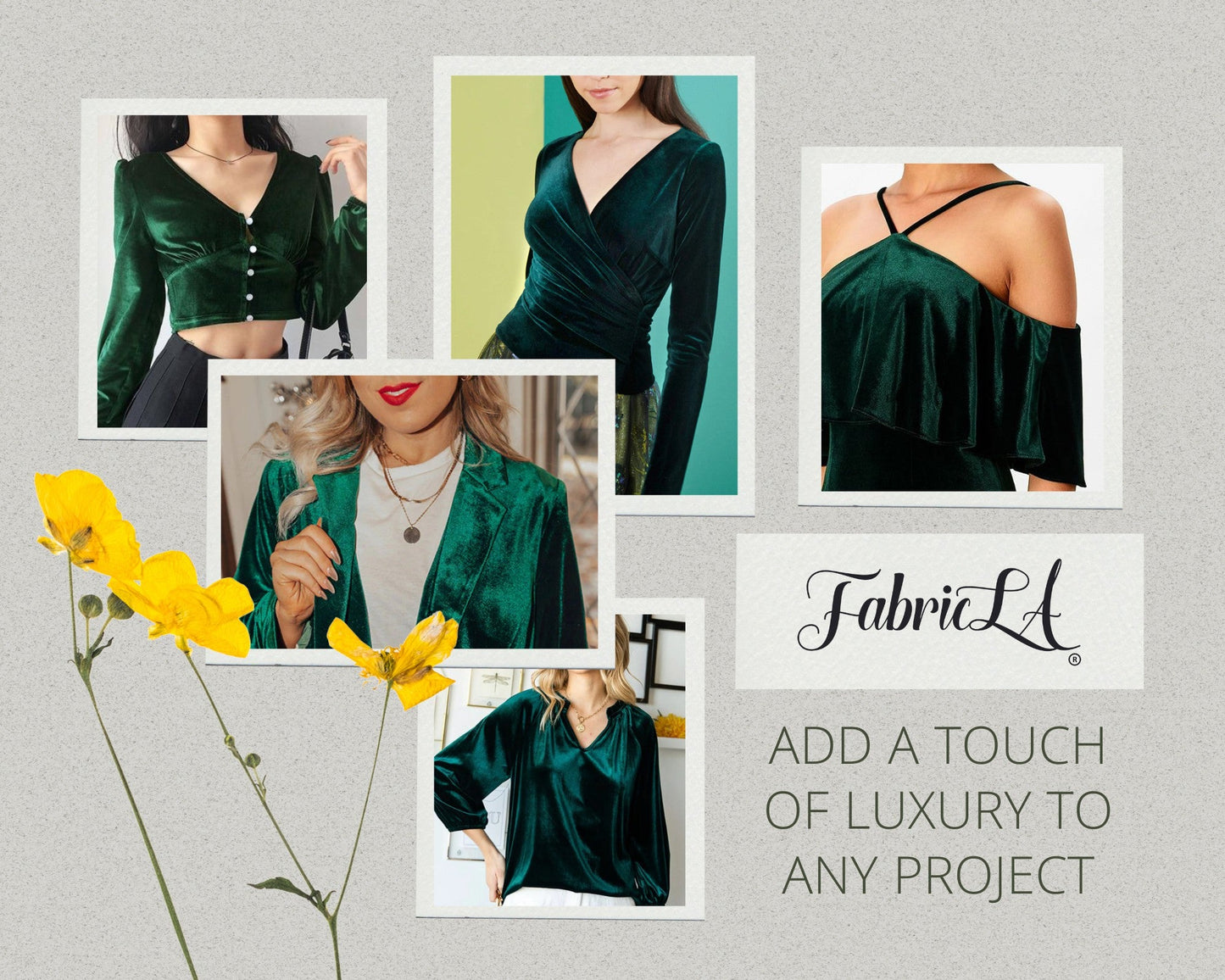 FabricLA Stretch Velvet Fabric by the Yard – Hunter Green | 90% Polyester 10% Spandex | 280gsm | 58/60” Wide