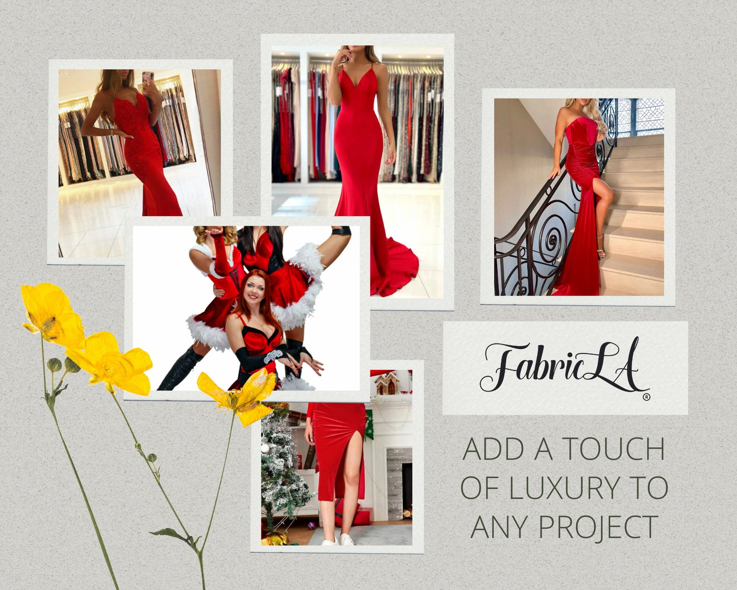 FabricLA Stretch Velvet Fabric by the Yard – Red | 90% Polyester 10% Spandex | 280gsm | 58/60” Wide - Prismatic Fiber Arts