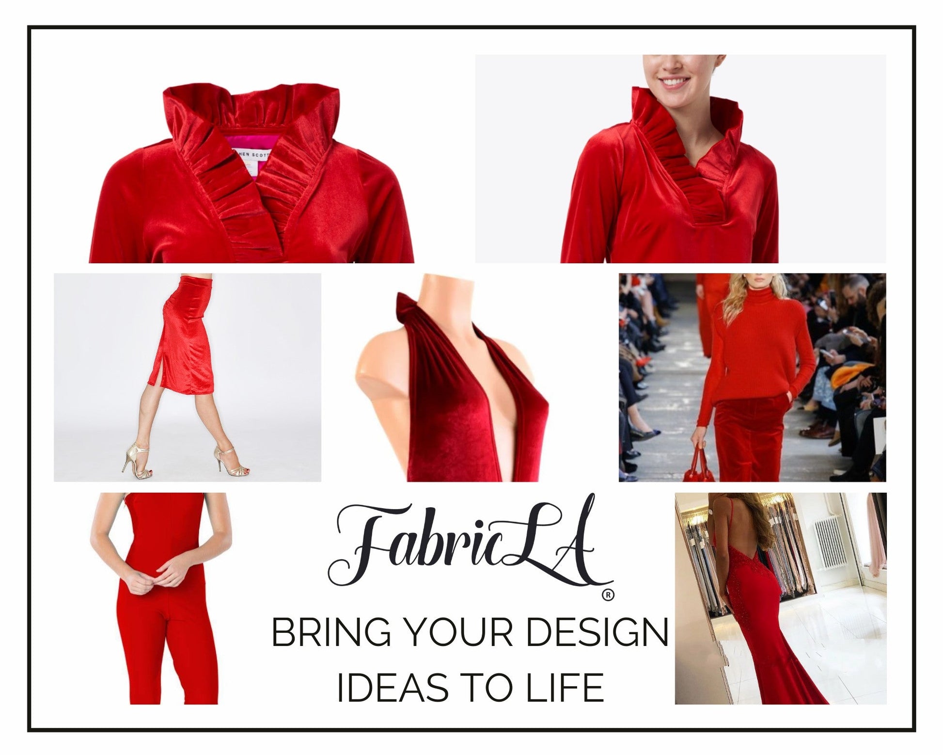 FabricLA Stretch Velvet Fabric by the Yard – Red | 90% Polyester 10% Spandex | 280gsm | 58/60” Wide - Prismatic Fiber Arts