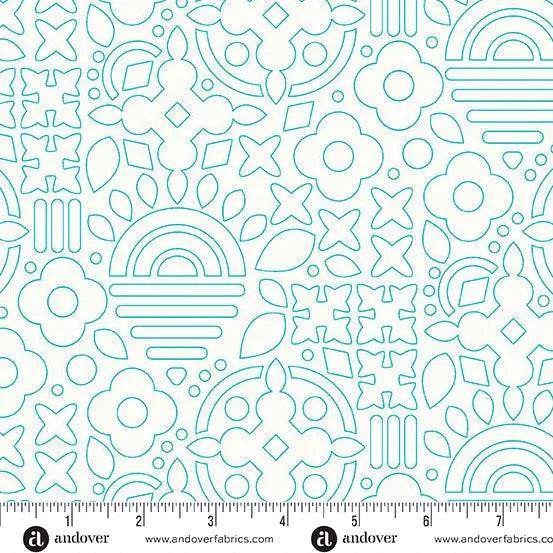 Sun Print Whisper Teal Stencil 44"/45" Fabric Per Yard - Prismatic Fiber Arts
