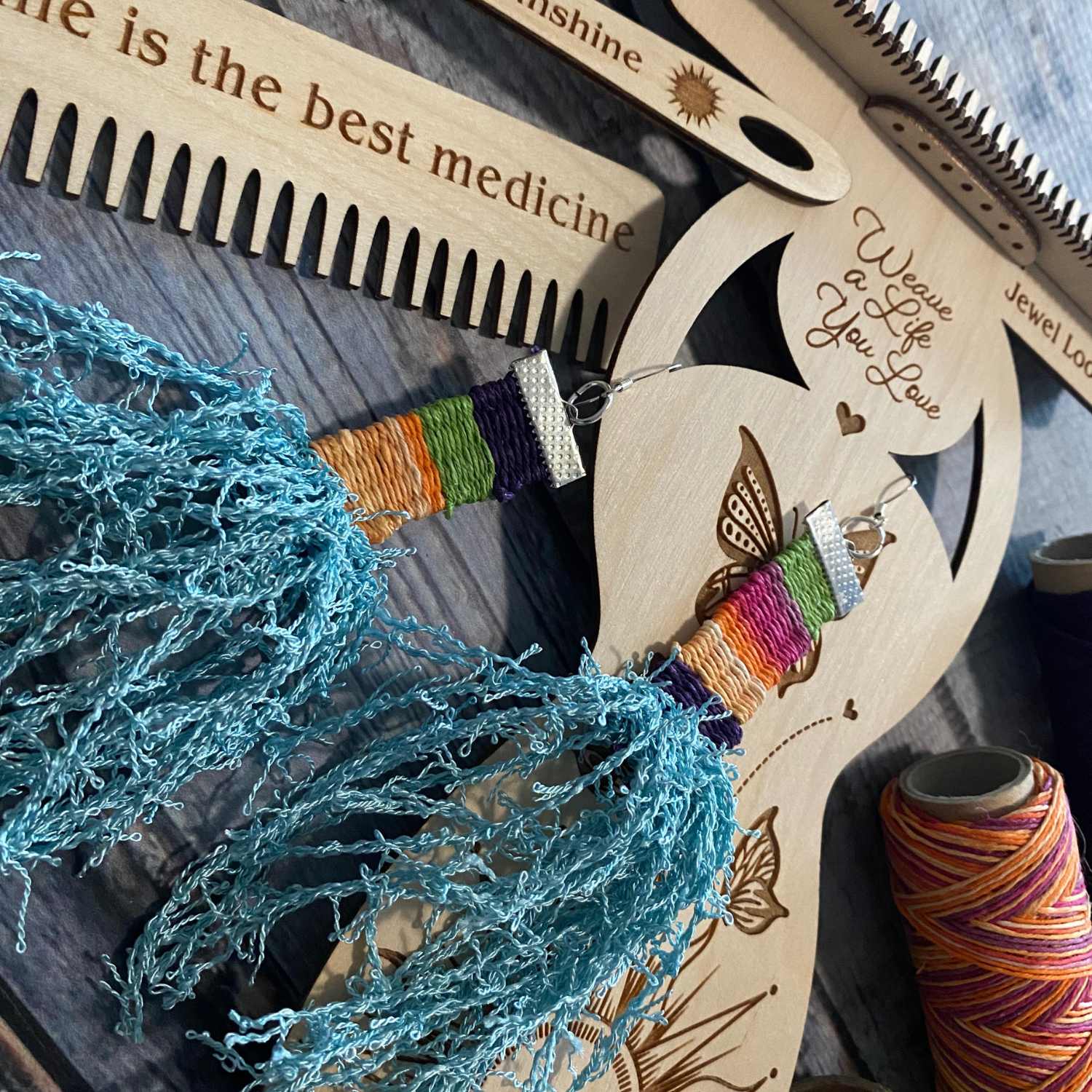 Jewel Loom Wood Bead Loom Weaving Loom Kit Small Sun Weaver 5" x 9.75" - Prismatic Fiber Arts