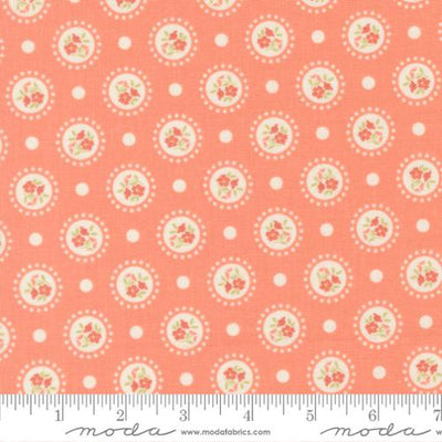 Sunbonnet Coral Flower Dots Cotton 44"/45" Fabric Per Yard - Prismatic Fiber Arts
