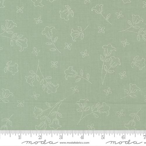 Sunbonnet Dusty Blue Embroidered Blooms Cotton 44"/45" Fabric Per Yard - Prismatic Fiber Arts