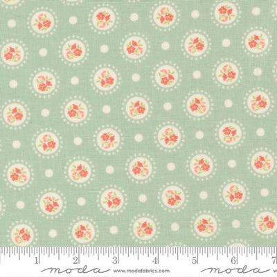 Sunbonnet Dusty Blue Flower Dots Cotton 44"/45" Fabric Per Yard - Prismatic Fiber Arts