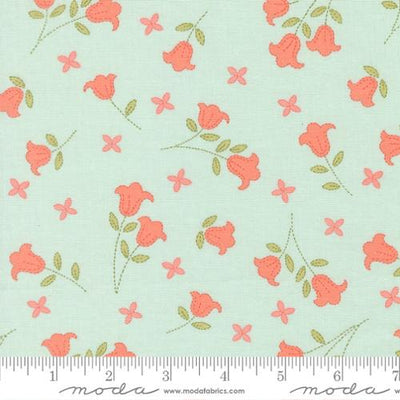 Sunbonnet Pale Blue Embroidered Blooms Cotton 44"/45" Fabric Per Yard - Prismatic Fiber Arts