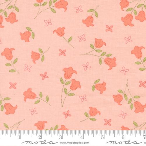 Sunbonnet Pink Embroidered Blooms Cotton 44"/45" Fabric Per Yard - Prismatic Fiber Arts