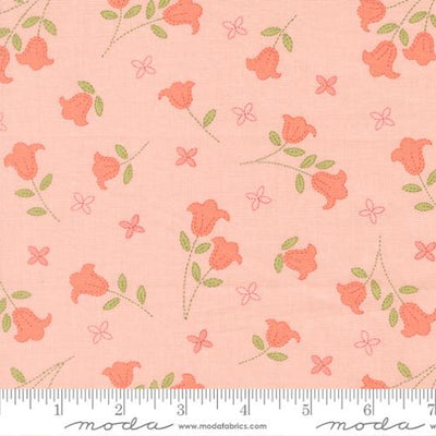 Sunbonnet Pink Embroidered Blooms Cotton 44"/45" Fabric Per Yard - Prismatic Fiber Arts