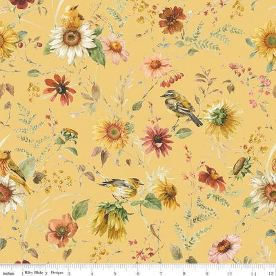 Sunflower Whispers Prairie Yellow Cotton Wideback Fabric per yard - Prismatic Fiber Arts