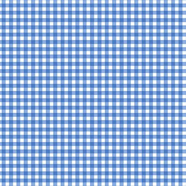 Sweet Cherry - Gingham Blue/White Cotton 44"/45" Fabric Per Yard - Prismatic Fiber Arts