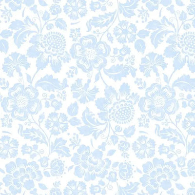 Sweet Cherry - Tonal Floral White/Blue Cotton 44"/45" Fabric Per Yard - Prismatic Fiber Arts