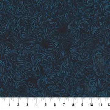 Swirls II Dark Blue Cotton Wideback Fabric per yard - Prismatic Fiber Arts